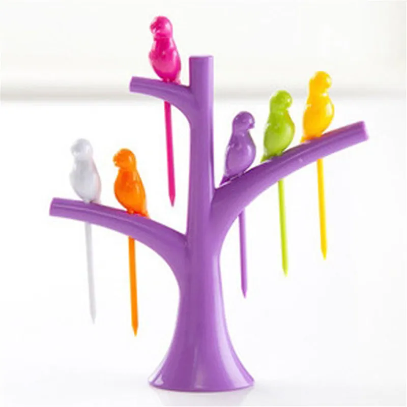 Вилка для фруктов птичка птицы на дереве десертный торт столовая посуда