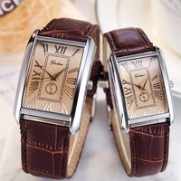 fashion square couple watch roman numerals simple style new couple watch men and women casual leather strap quartz watch couple