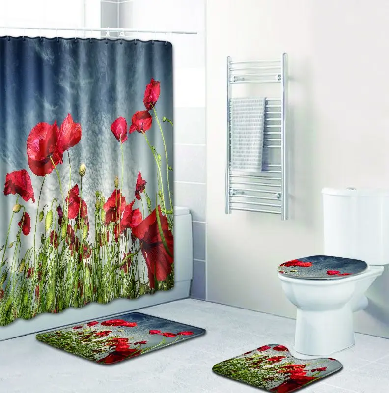 Zeegle 4 шт. набор ковриков для ванной нескользящий коврик комнаты душа Впитывающий