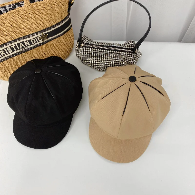 Bere Hat Female Autumn and Winter England Retro Tide Painter Octagonal Black Wild Pumpkin | Аксессуары для одежды