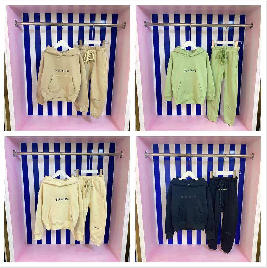 

Осенне-зимний костюм с капюшоном для мальчиков и девочек Ess ***, хлопковая детская одежда, комплекты детской одежды, костюмы для активного отд...