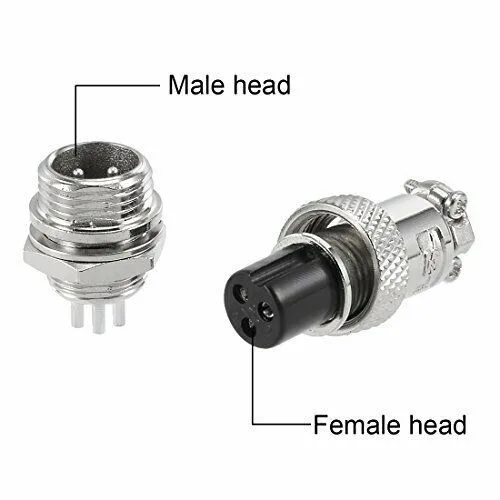 

5Sets GX12 3Pin 12mm Panel Mounting Metal Aviation Connector Plug + Socket Electronic Connector For Equipment
