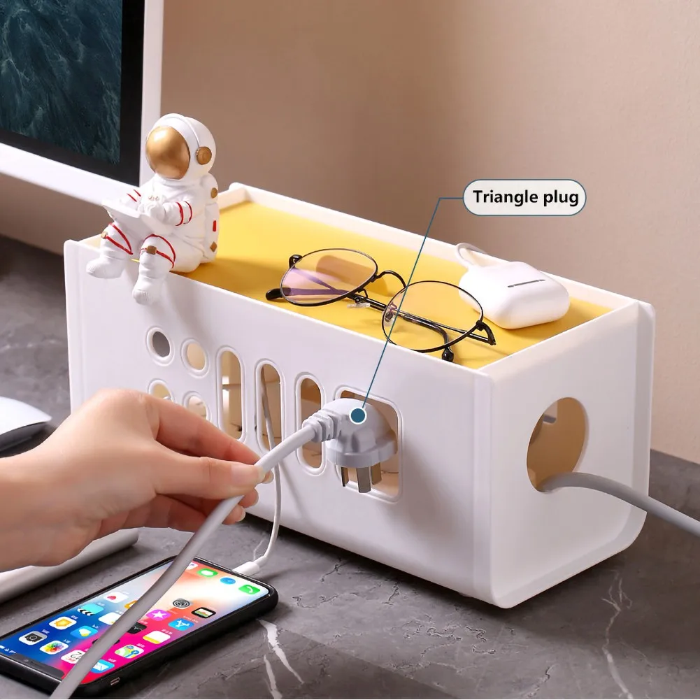 

Cute Cable Storage Box Wire Management Socket Power Strip Plastic Case Power Cord Socket Data Cable Storage Organizer
