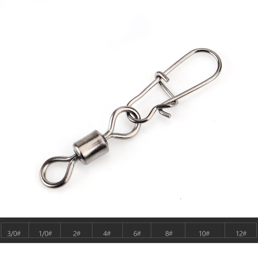 10 шт./лот рыболовные защелки Вертлюги соединитель из нержавеющей стали с