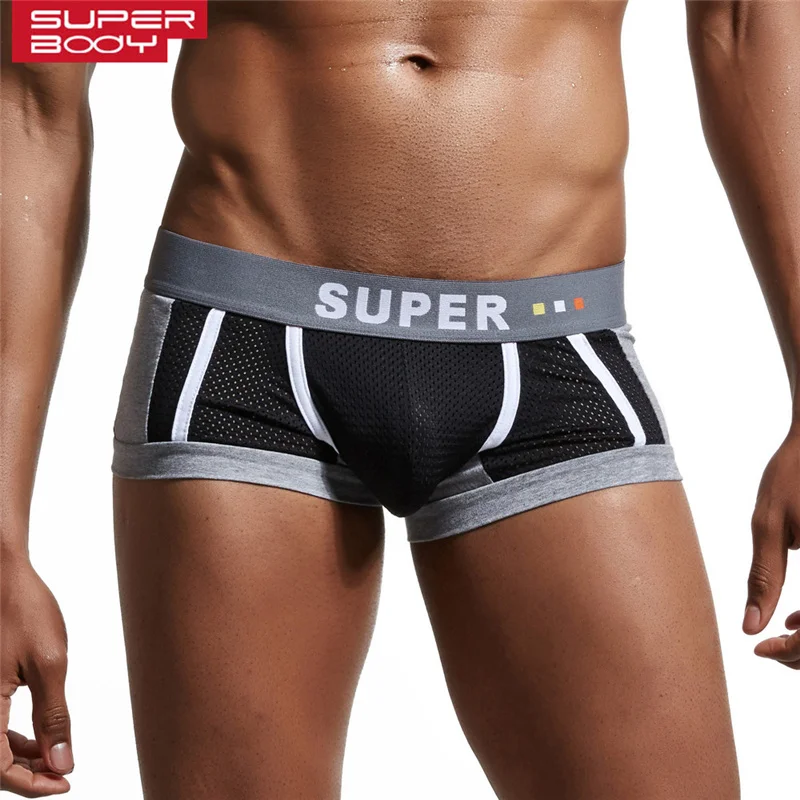 Мужское нижнее белье Superbody сексуальные боксеры с u выпуклой текстурой Сетчатое