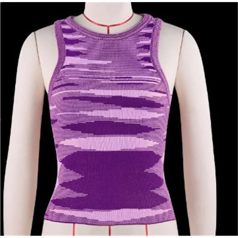 

The New Summer 2021 Hot-Selling Fashion Personality Women's Slim Color Stripe Trend Round Neck Short Top Casual Vest