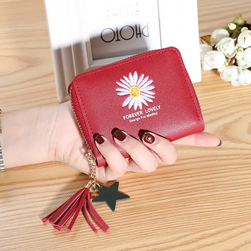 2021 new Korean wallet short paragraph Su Liu daisy card holder cute small coin purse women | Багаж и сумки