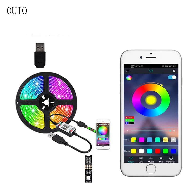 

LED Background Light Band Set 5050RGB Color USB Bluetooth 5V Waterproof Light Band Set Home Atmosphere Light