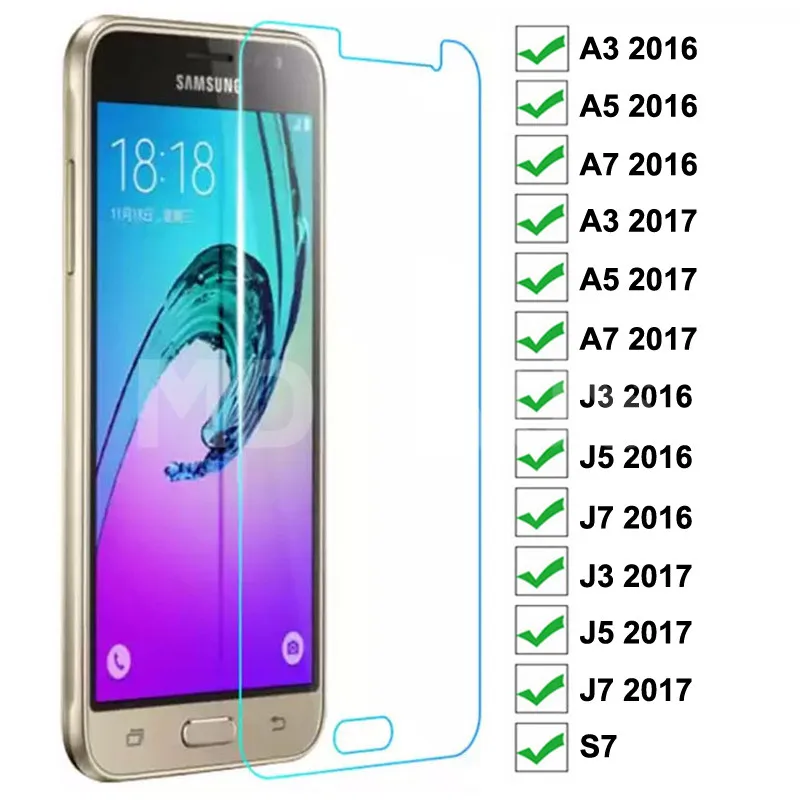 Закаленное защитное стекло 9H для Samsung Galaxy A3 A5 A7 J3 J5 J7 2016 2017 Защитное экрана S7