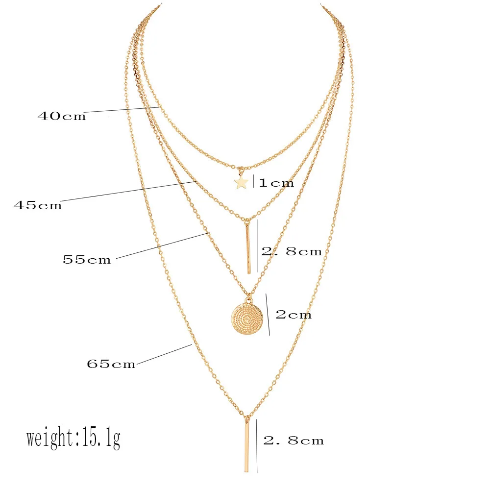 

European and American style star pendant multi-layer necklace popular personality street style ladies necklace