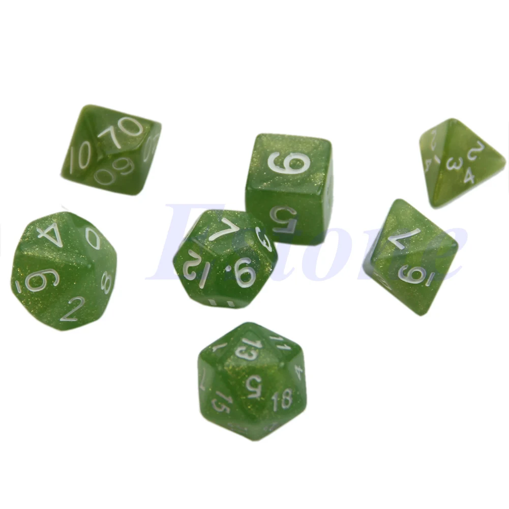 Набор черных игральных костей 7x D4 D6 D8 D10 D12 D20 подземелья и дракон D & ролевая игра