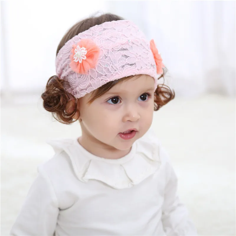 Детские милые вьющиеся заколки для волос с париком модные кружевные широкие