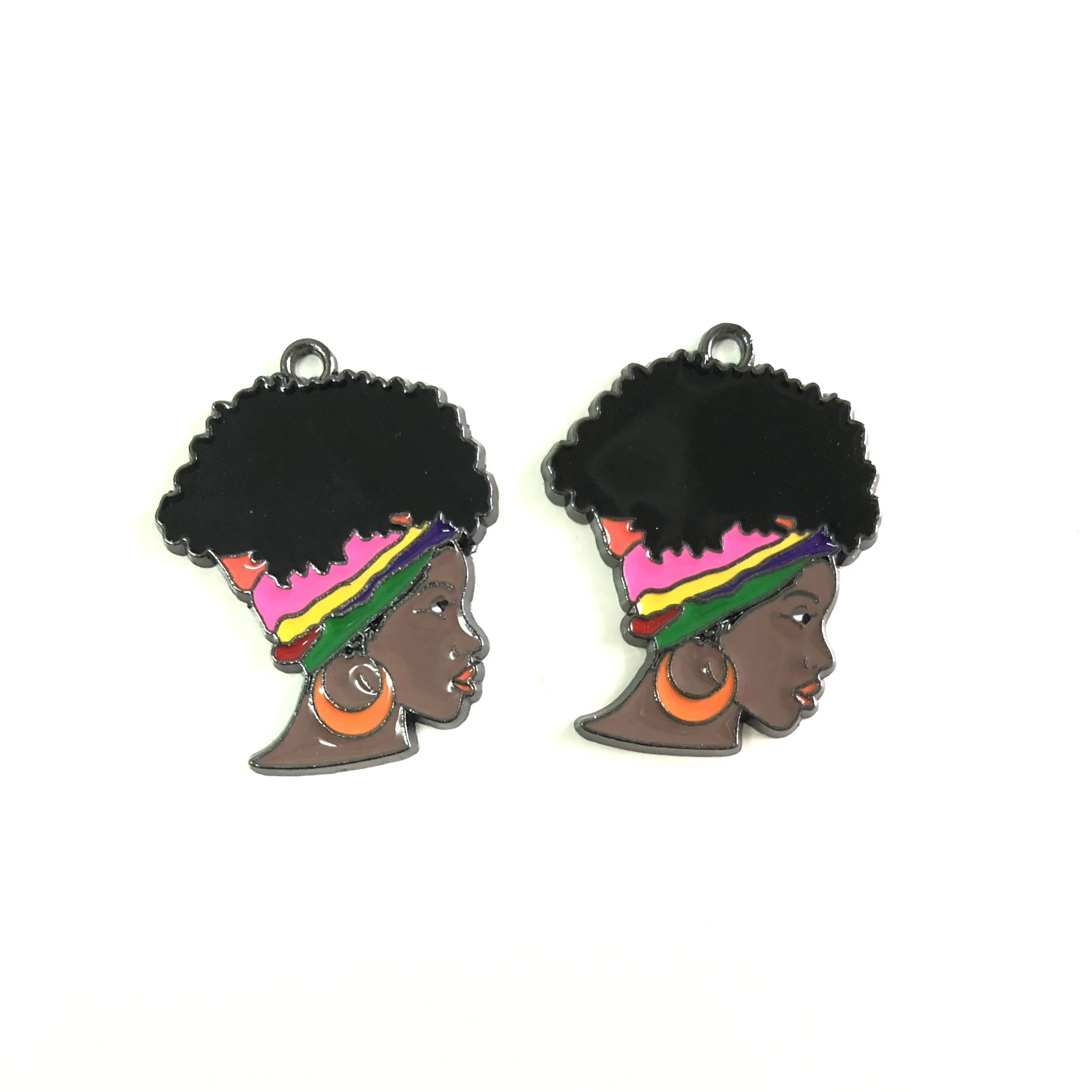 

10pcs Afro Black Women Charm Pendants for Women Bracelet Necklace Keychain Jewelry Making New Items Wholesale