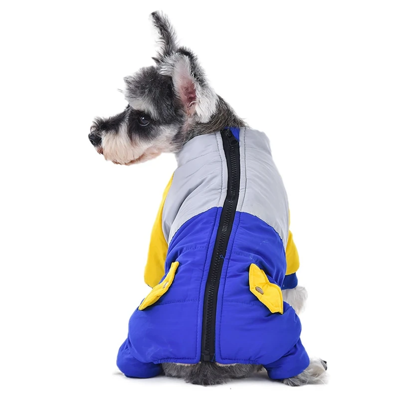 Pet Одежда с принтом в виде собак зимние теплые DogCoat комбинезон утепленная для