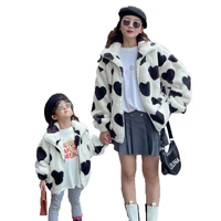 family matching outfits thickened warm plush lax mommy and me clothes winter korean style mommy and daughter matching clothes