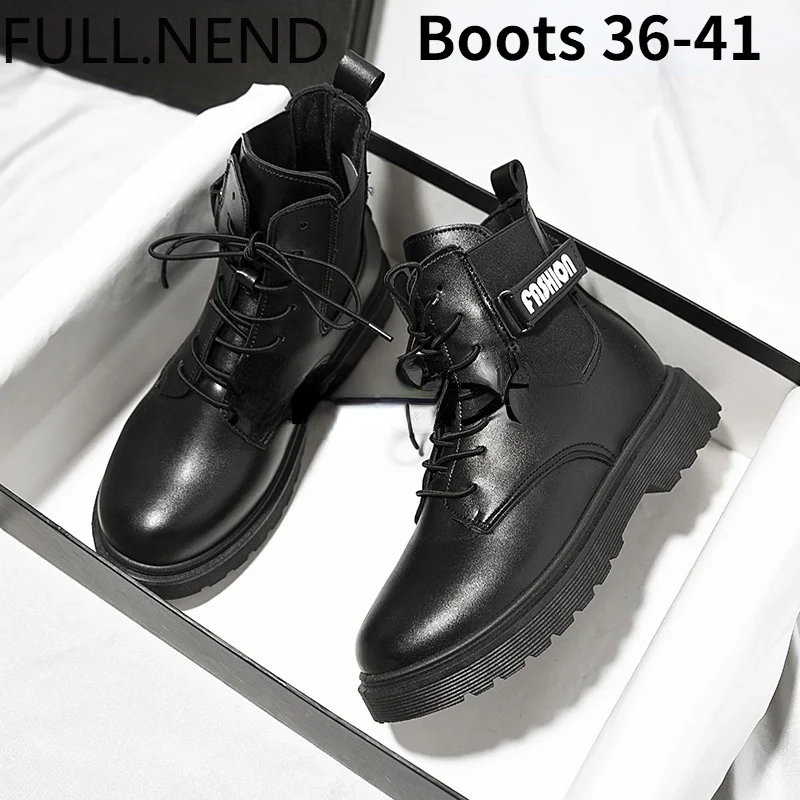 

Women's Martin Boots New Style Short Boots Round Toe Lace-up Casual Mid-heel Women Boots Martin Boots