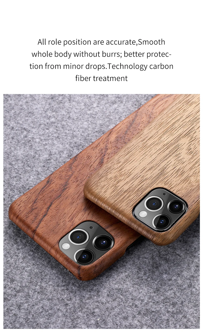 SanCore Original Real Wood Rosewood Cover Phone Shell for iPhone 11 Pro Max Natural Luxury Wooden Pattern Walnut Protective Case
