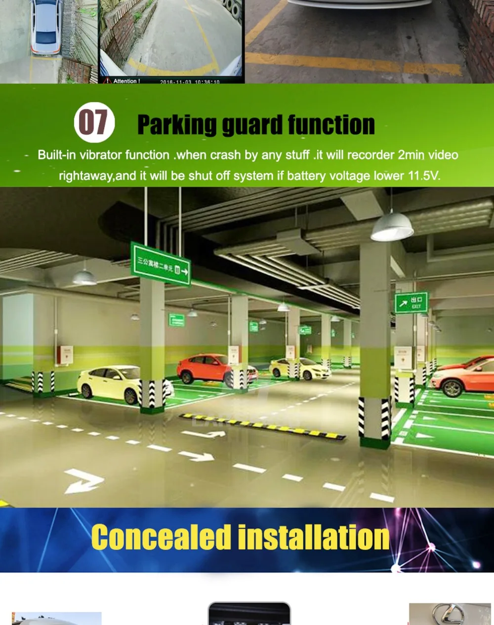 360 3D HD Car Surroundview Monitoring System Bird View System 4 Camera DVR Dash Camera HD 1080P Recorder Parking Monitoring