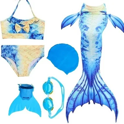 Blue 04 set 2 Хвост русалки для девочек, купальный костюм, детский Zeemeerminstaart Cola De Sirena Cauda De Sereia косплей, Костюм Русалки - Цвет: Blue 04 set 2