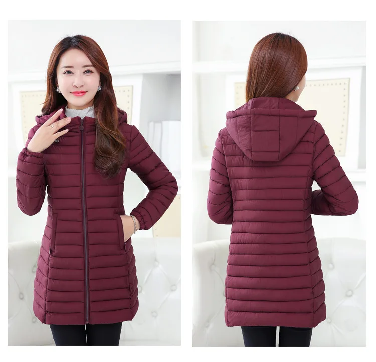 DIWISH зимняя куртка толстая размера плюс парка с длинным тонким капюшоном