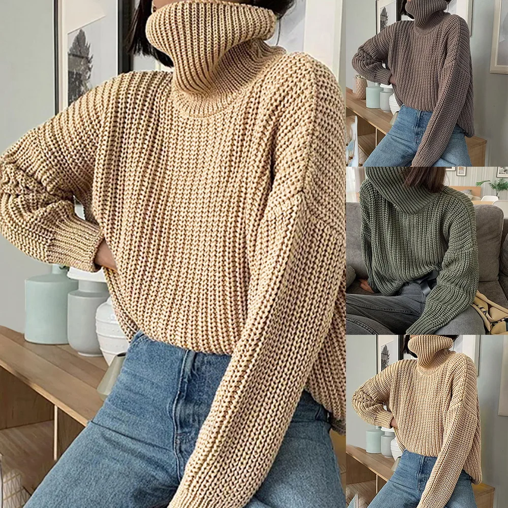

O-neck loose women's knitting sweater Long sleeve women's autumn winter sweater Casual high street style Pullover 2020
