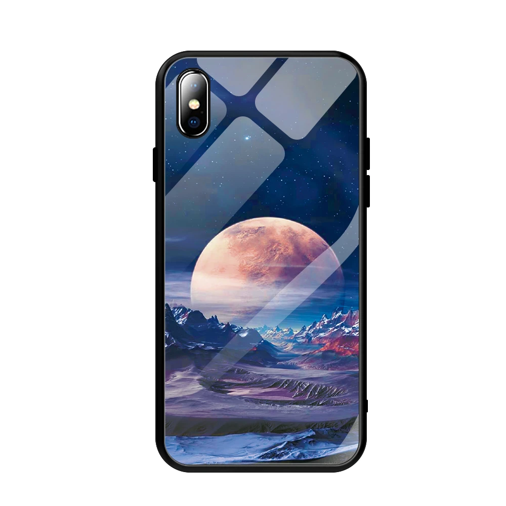 14 Стеклянный чехол для iPhone XS Max XR X 8 11 Pro Max, силиконовый тонкий чехол, закаленное стекло, звездное небо, для iPhone 8, 7 Plus, 6, 6 S, 8 Plus, 11 Pro - Цвет: 14