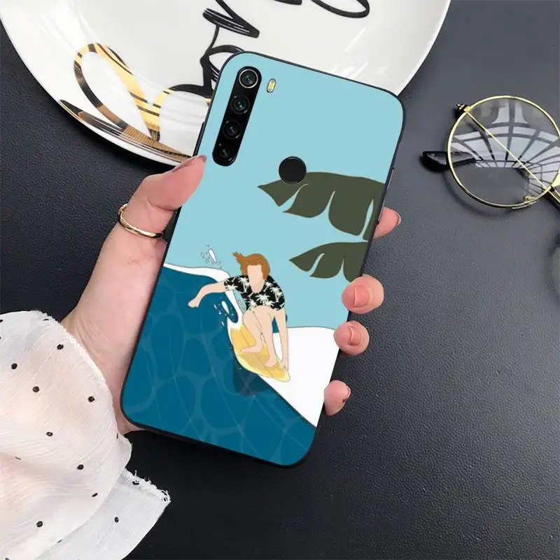 

surfing art surf Girl cartoon Phone Case For Xiaomi mi 9 9t 10 redmi 9 9a 8 8a note 10 9 9s 8 8t 7 pro max funda