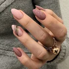 Миндаль диагональная золотая нить корень лотоса розовый ногтей готовый продукт Накладка для ногтей патч для ногтей водонепроницаемый Инс