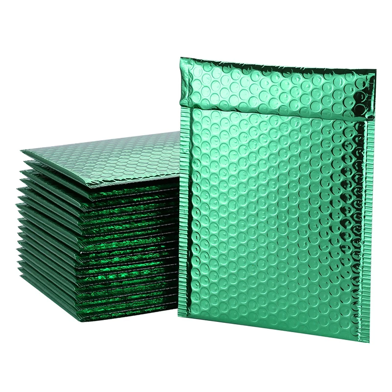 100Pcs 18x23cm Bubble Envelope Green Aluminum Foil Bubble Bags Waterproof Packaging Shipping Bag Shockproof Bubble Mailer