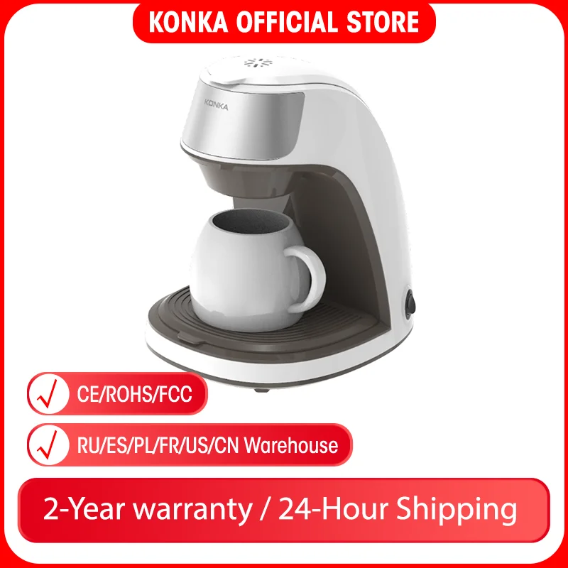 KONKA Coffee Machine Automatic Dripping Home Office Coffee Maker Multi-function Brew Tea Coffee Powder Free Ceramic Coffee Cup