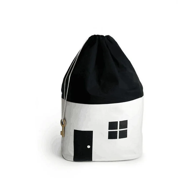 

Nordic House Pattern Toy Storage Bag Monochrome Cotton Storage Pouch Bags Sack Toys Storage Organizer for Baby Kids Stuff Decor