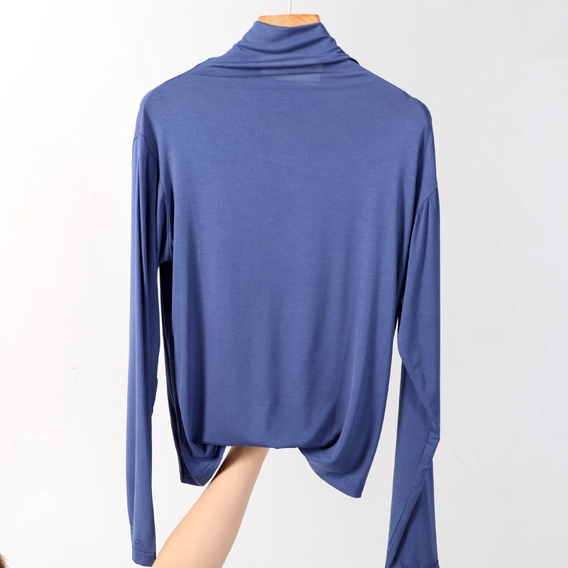 

2019 Elastic Cotton Turtleneck Long Sleeve Women T-shirt Tops Slim Female T Shirts Base T-shirts Bottoming Basic Tees Plus Size