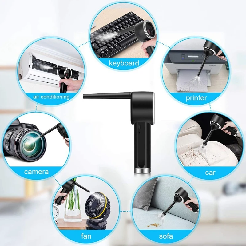 

Cordless Air Dust Collector , Powerful 42000 RPM Motor,Rechargeable 6000 MAh Air Blower,Suitable for Computers,Keyboards