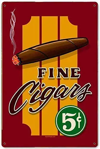 

Retro Vintage Metal Plaque Sign Fine Cigars Tin Sign for Home Bar Kitchen Pub Wall Decor Signs