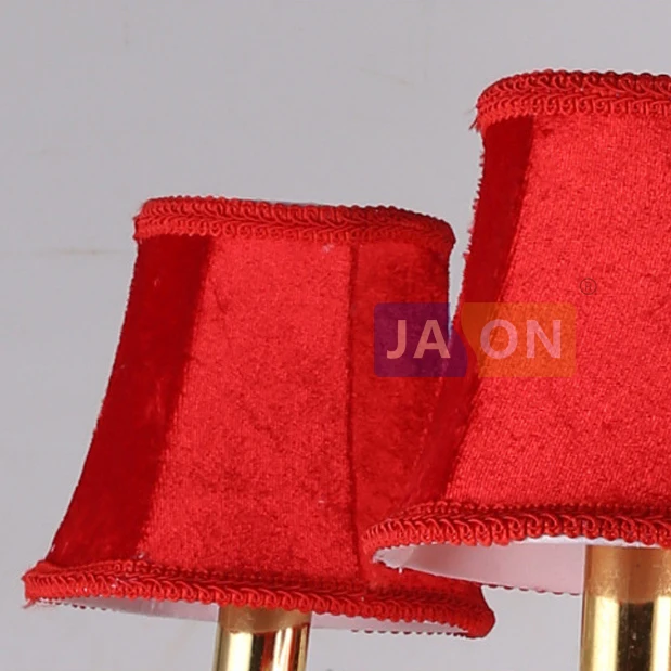 

led e14 European Iron Crystal Glass Fabric Red Chandelier Lighting Lamparas De Techo Suspension Luminaire Lampen For Foyer