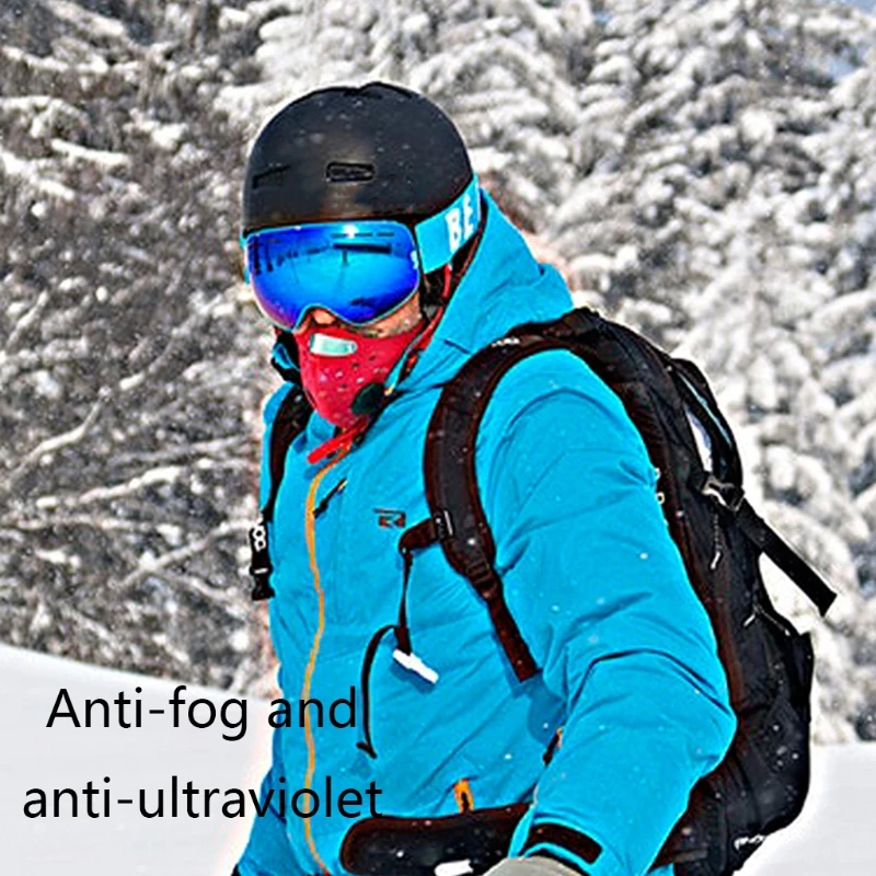 Лыжные очки со съемными противотуманными линзами UV400 большие для катания на