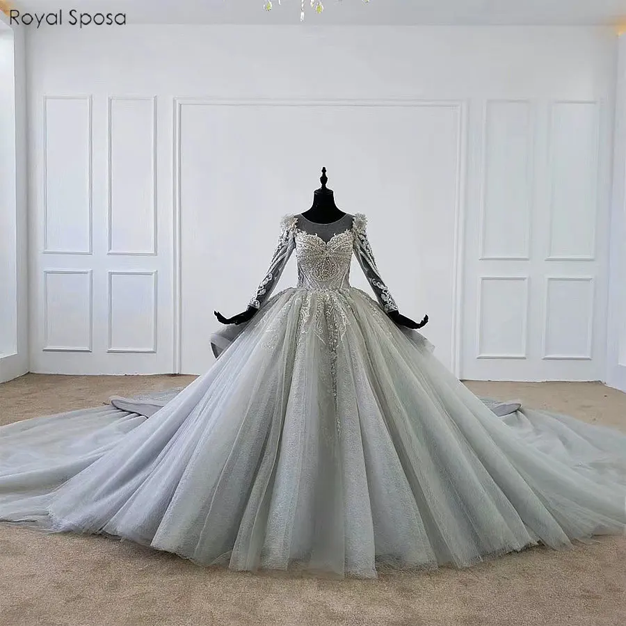 Новая модель серое свадебное платье бальное принцессы Пышные свадебные платья с
