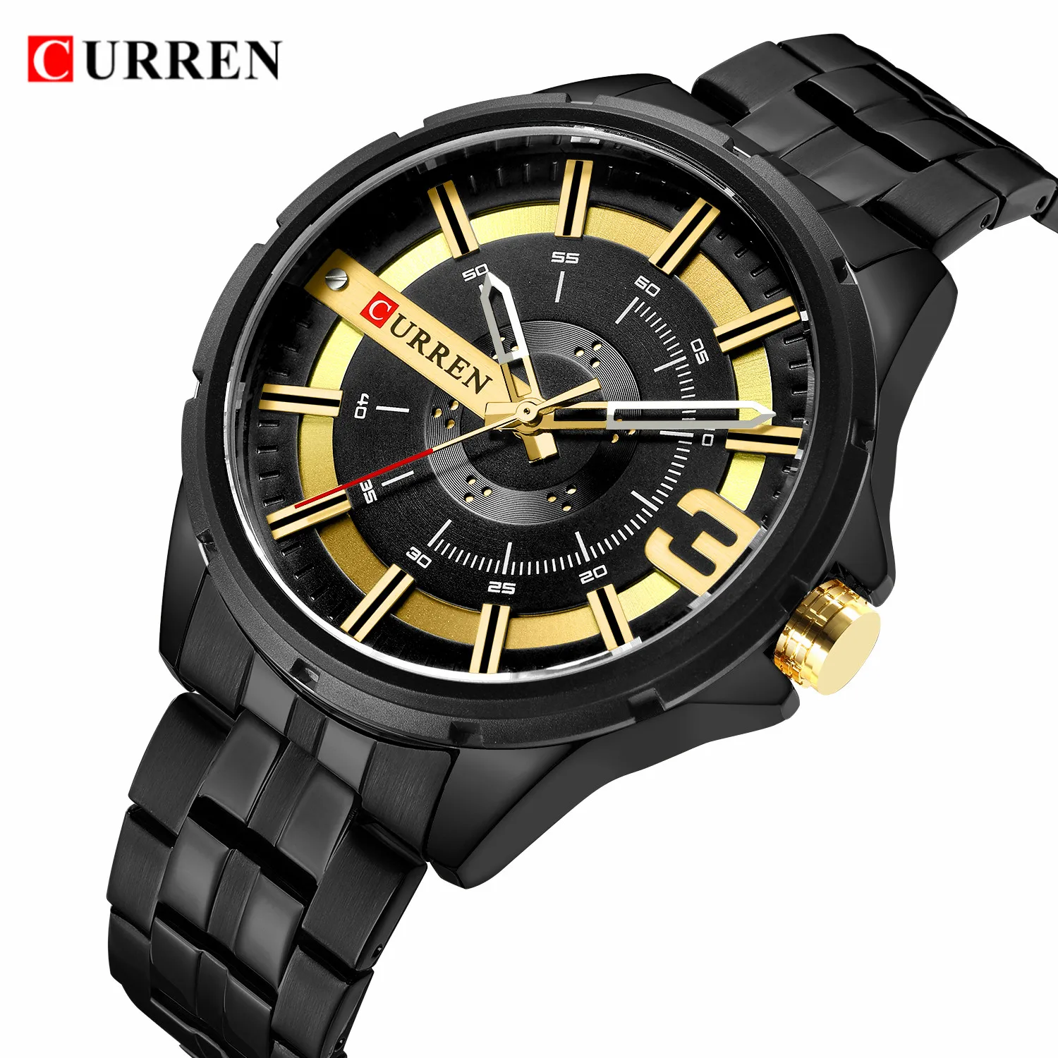 CURREN черные золотые мужские часы спортивные Роскошные Кварцевые аналоговые