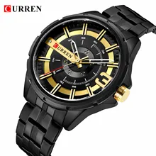 CURREN черные золотые мужские часы спортивные Роскошные Кварцевые