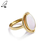 ssteel 925 sterling silver shell rotatable rings gift for woman oval designer neo gothic gold 2021 trend accessories jewelry