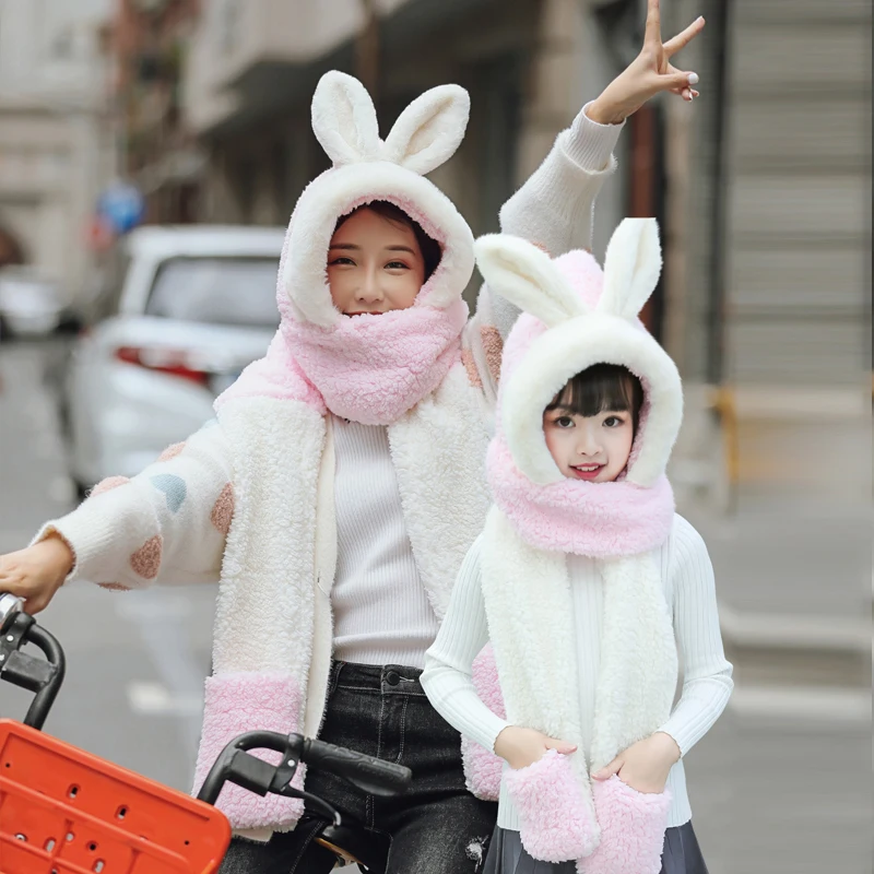 Шапка с кроликом для мамы и меня хлопковые кепки девочек зима-осень мультяшная