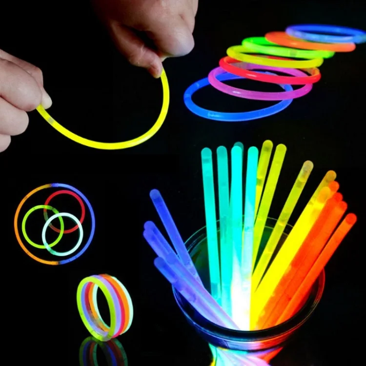 Pulsera multicolor de 20CM, brazalete brillante de colores mezclados, suministros de fiesta, juguetes iluminados, WB2886-0