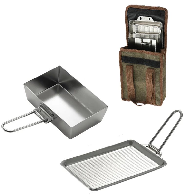 Складная сковорода для пикника 2 в 1 из нержавеющей стали | Спорт и развлечения