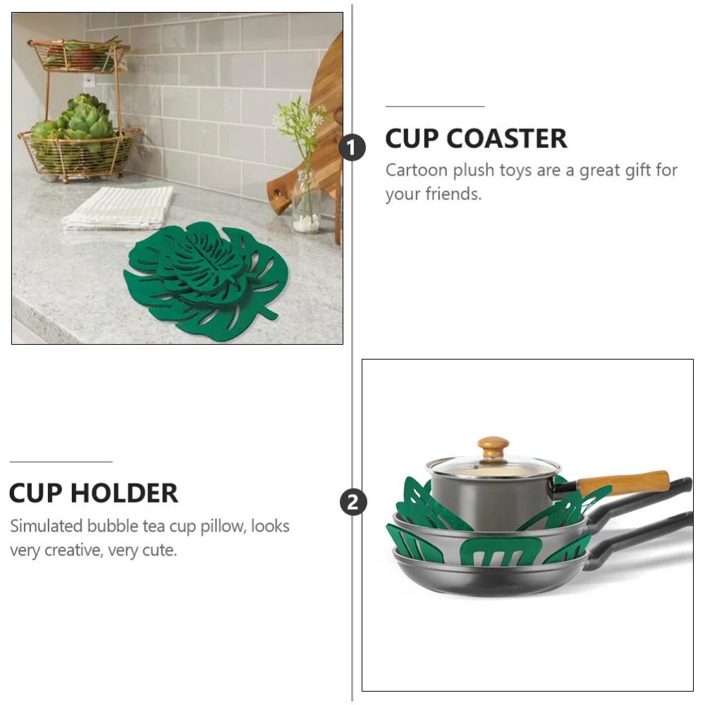 

24PCS Monstera Felt Coaster Multi-purpose Cup Mat Practical Bowl Cup Mat