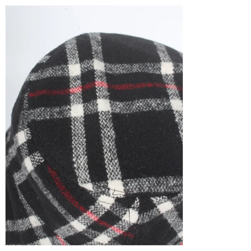 

Winter Bucket Hat For Women Girl Solid Thickened Soft Warm Fishing Cap Outdoor Vacation Hat Cap Lady Panama Lattice Woolen Cloth