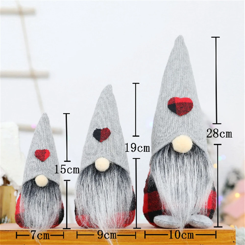 

3 Pcs Christmas Pointed Hat Long Beard Cartoon Santa Claus Doll Ornament Children Gift Dolls Toy Home Decoration Accessories