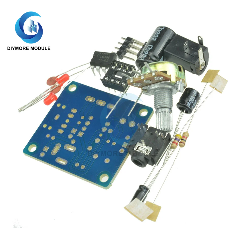 

LM386 Mini Audio Amplifier DIY Kit 3.5mm 3V-12V Power Amplifier Suite Trousse Amplificador Module Board Beyond TDA2030