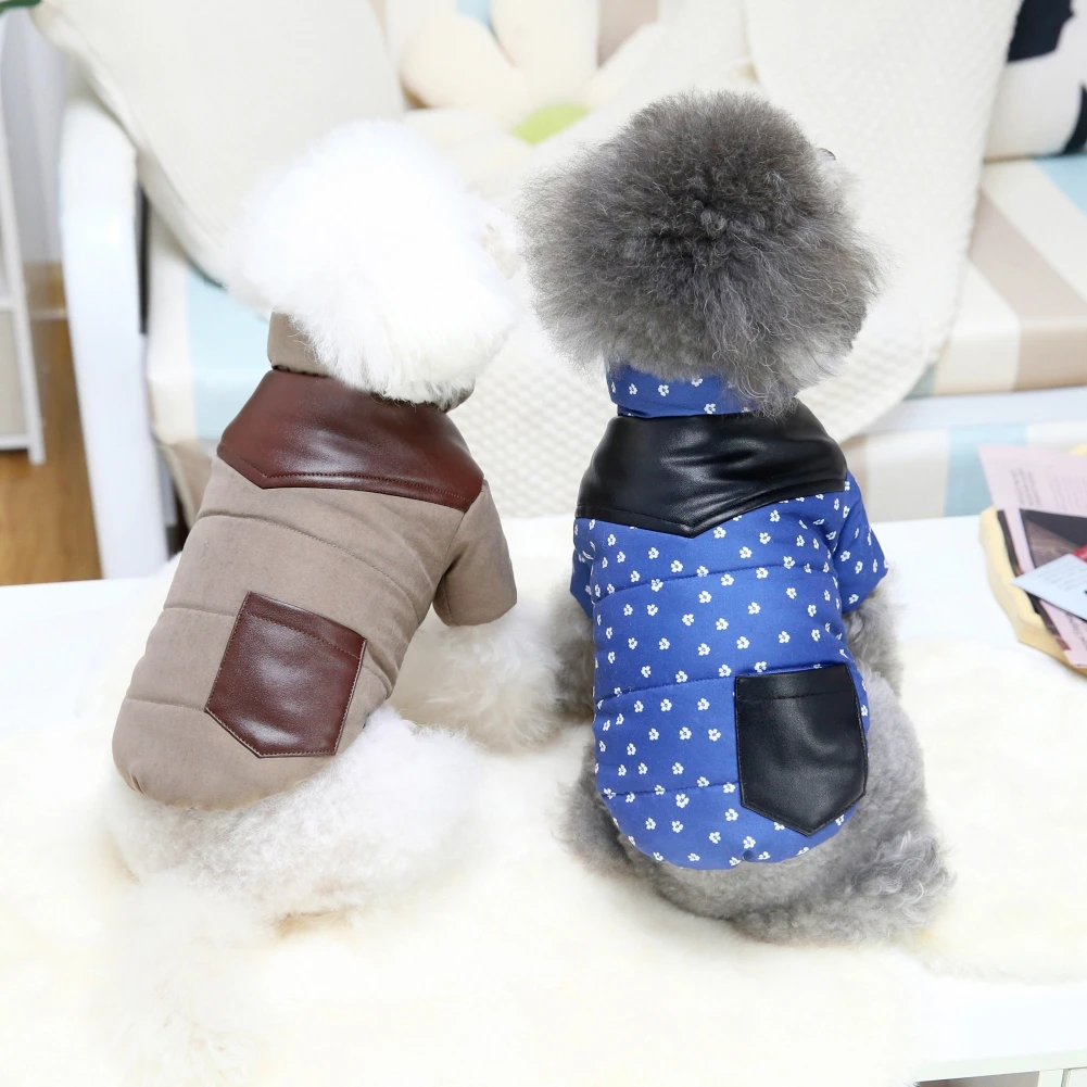 

Winter Pet Jacket Coat Waterproof for Yorkshire Terrier Down Coat Dogs Warm Leather Pocket Cotton Coat French Bulldog Outfits