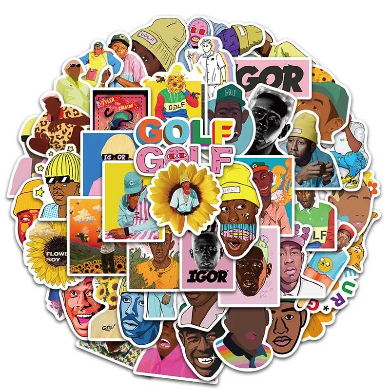 Pegatinas Pop-Singer Tyler The Creator para maleta, guitarra, port&aacute;til, motocicleta, coche, Ordenador de monopat&iacute;n, 50 Uds.-0