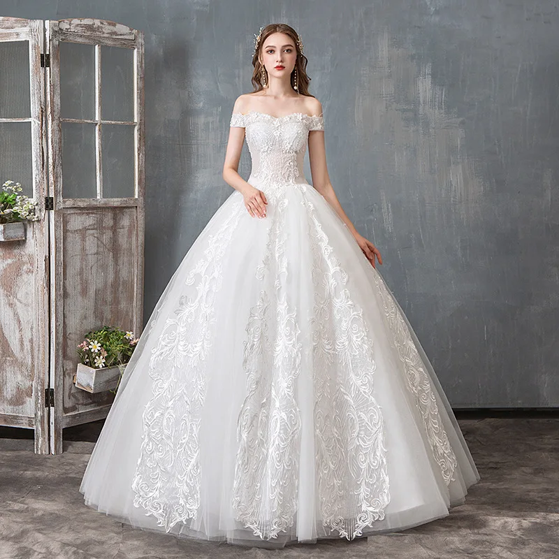Vestido De Noiva коктейльное платье A Word плечо Корейский светильник 2020 Новый Sen Is Neat